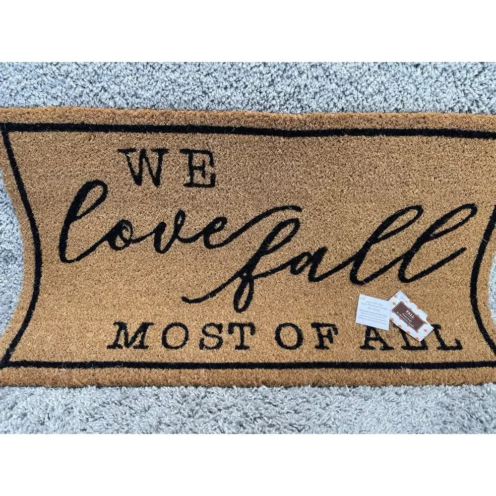 Natural Black We Love Fall Most Of All Outdoor Coir Doormat Home Decor New